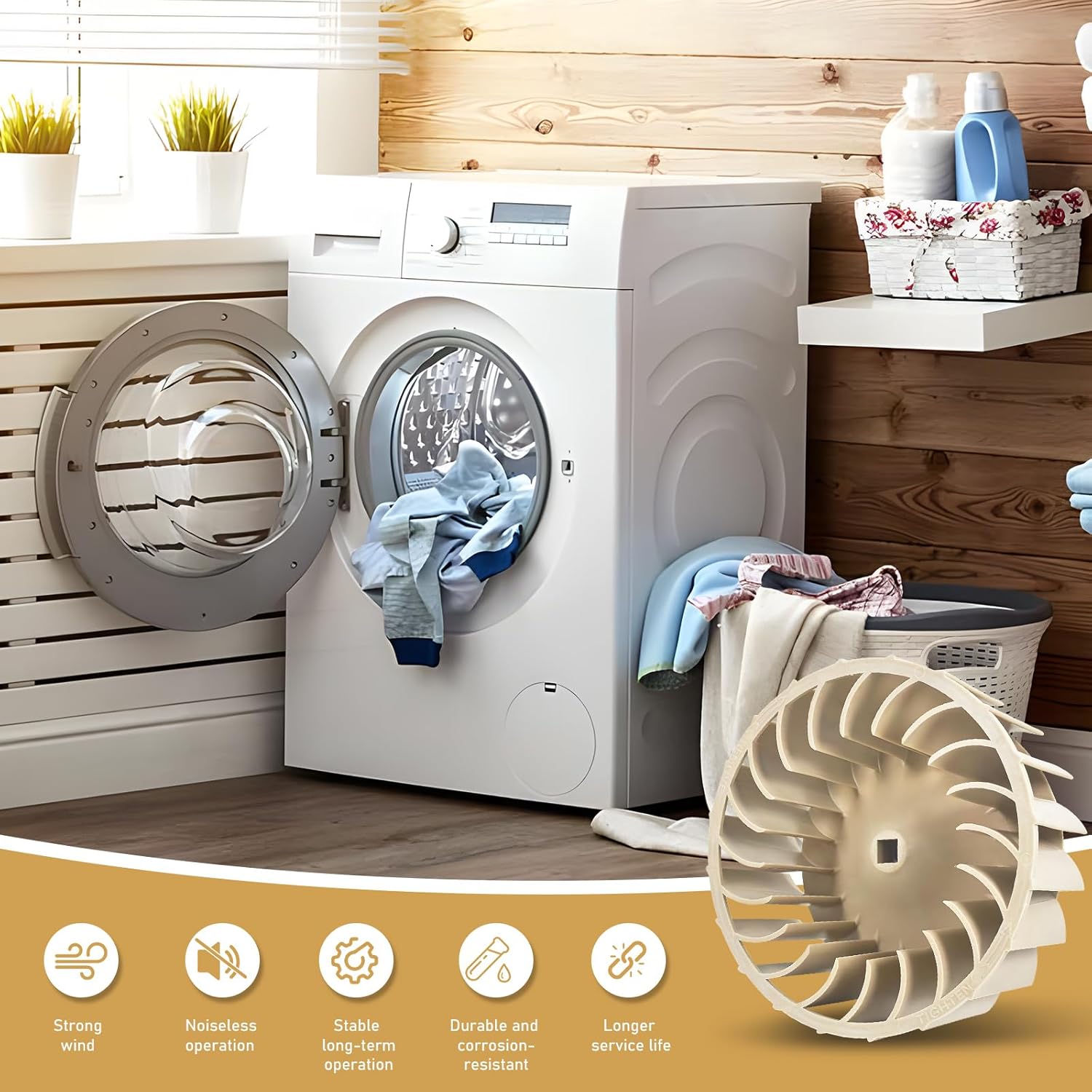 Upgrade 697772 WP697772 Dryer Blower Wheel Compatible with Whirlpool Maytag Kenmore Blower Wheel Replacement for PS384381 WP697772 W10874014 AP6010627