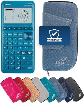 Casio FX-7400GIII with CalcCase Protective Case - Graphing Calculator - Basic Set (Light Blue)