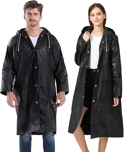 RUISHYY Ponchos de lluvia para adultos, mujeres y hombres (paquete de 2 a 5), abrigos de lluvia reutilizables de EVA, chaquetas largas sueltas