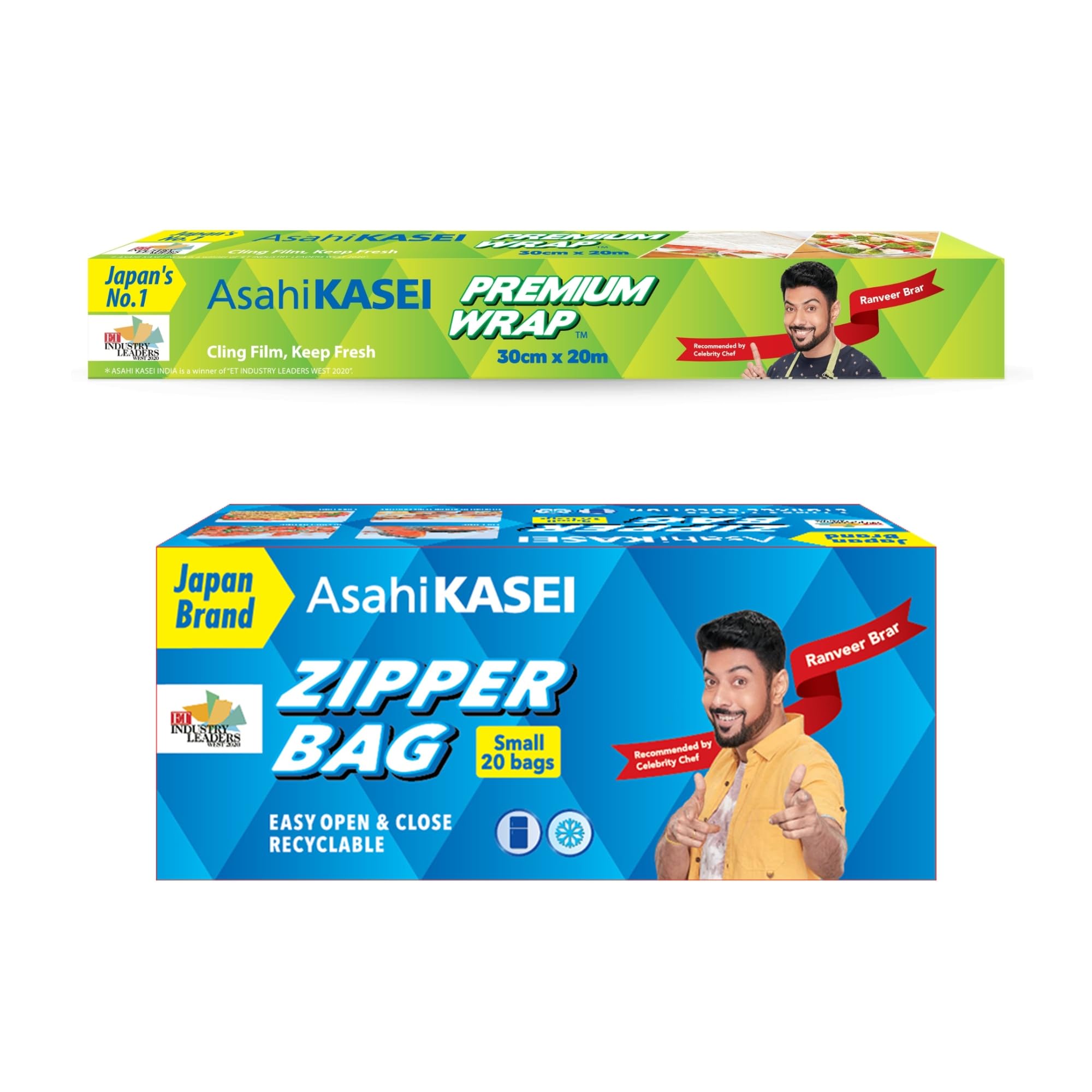 Asahi KASEI|Cling Flim Premium Wrap 30cmX20m|Zipper Bag Small (20Bag)|Combo of 2
