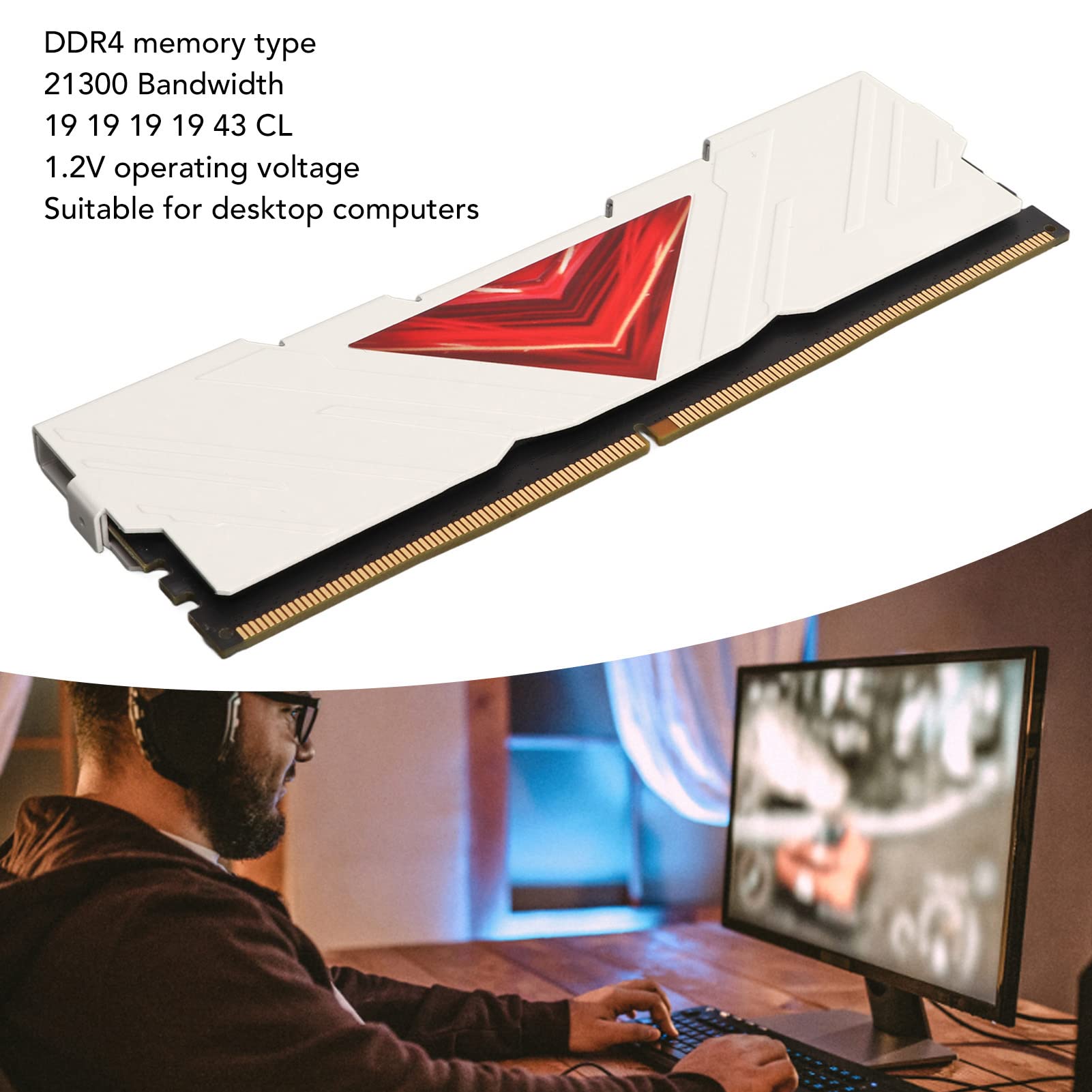 Ausla 4 GB Pamięci RAM DDR4, Metalowa Obudowa, Zwiększona wydajność, prędkość 2666 MHz dla Użytkowników Komputerów Stacjonarnych (WHITE)