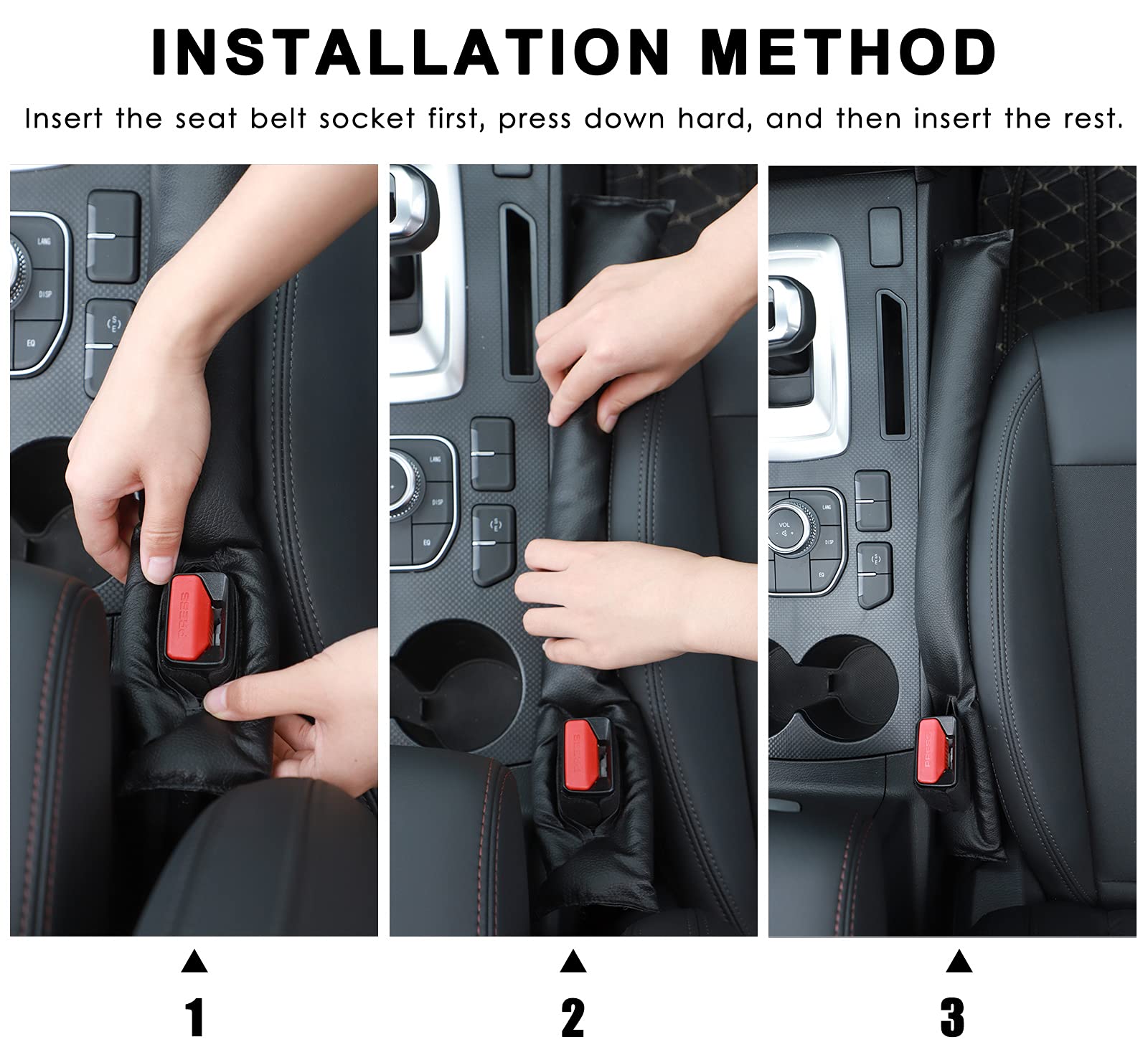 JEJA 2 Pezzi Riempifessura Sedile Auto – Universale Per Evitare Caduta Oggetti – Organizer Porta Oggetti Con Foro Cintura Di Sicurezza – Nero