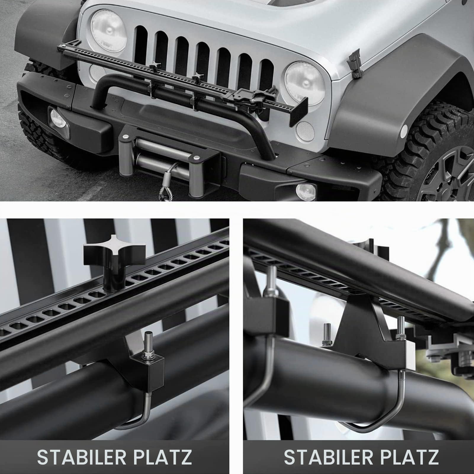 Auto Hi Lift Jack Halterung, Auto Lift Jack Tube Montagehalterung Befestigungssystem aus Legiertem Stahl für 1 Zoll Bis 2,5 Zoll Quadratische Runde Rohre