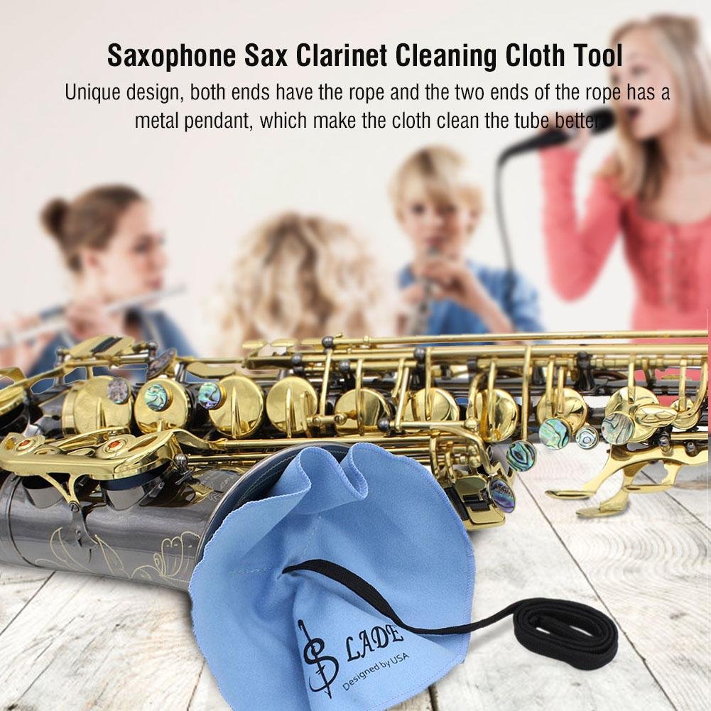 Saxophone Chiffon de nettoyage, fibre outil de chiffon de nettoyage pour le tube de saxophone clarinette flûte(Bleu)