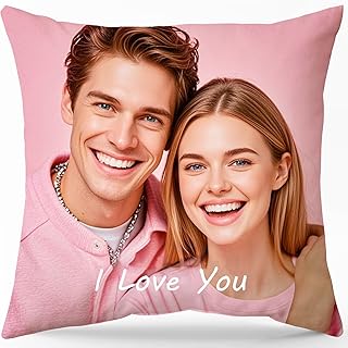 Bemaystar Custom Pillow Case-Personalised Pillow with photo, Throw Pillow Covers with Optional Inserts, Personalised Gifts for Mum Dad Her Him(35×35 cm)