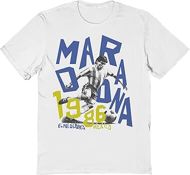 Amazon.com: Diego Maradona T Shirt El Pibe de Oro 86 Adult White