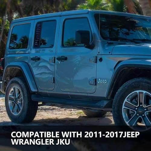 Miniatura 6 de ETL INDUSTRIES Adhesivos para ventana de puerta trasera, cubierta de panel de vidrio de aleación de aluminio para Jeep Wrangler JK JKU 2011-2017 (no