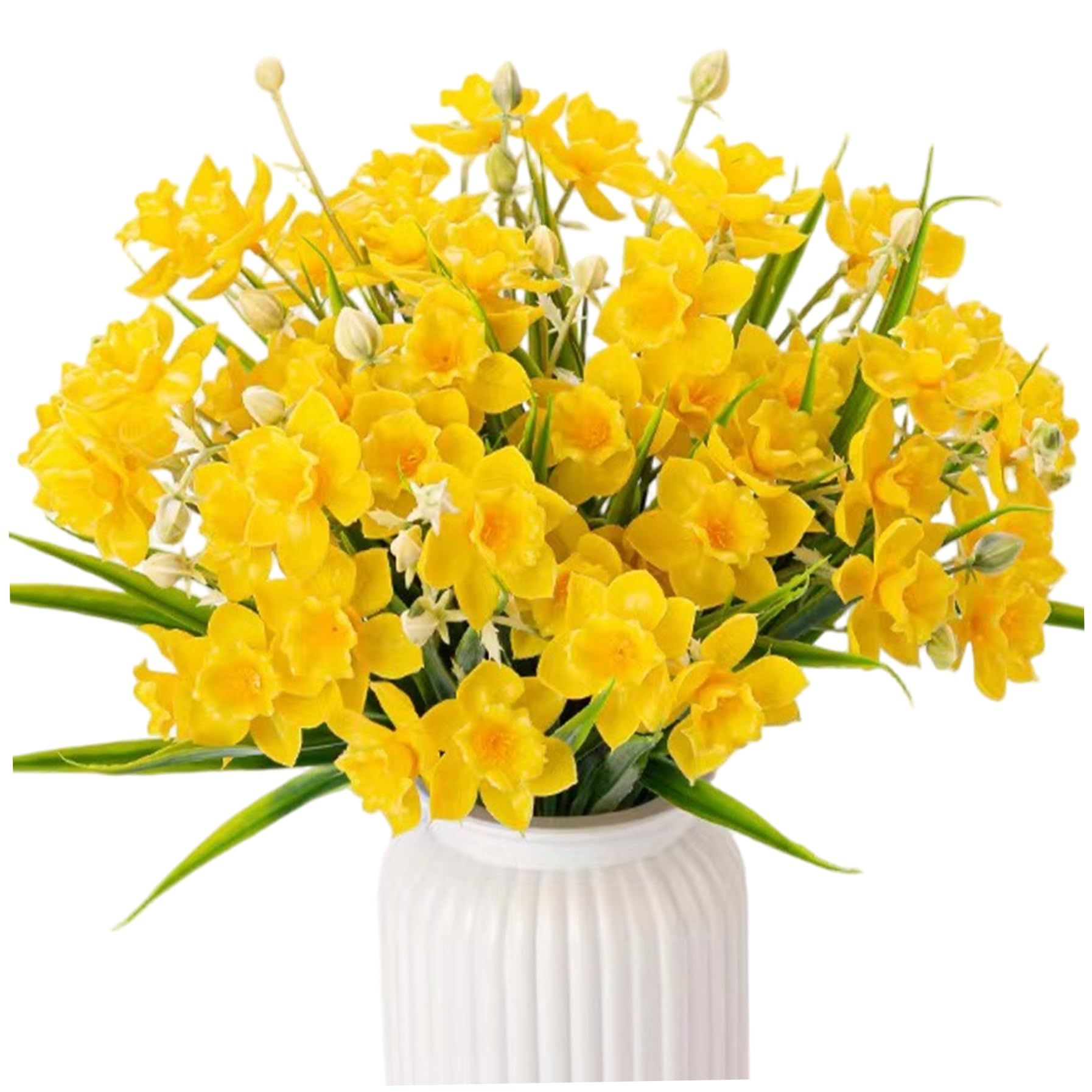 Uanqfegy Yellow Artificial Daffodils - 6Pcs 14.6 Inch Flowers, Realistic For Home Garden Wedding Easter Decor