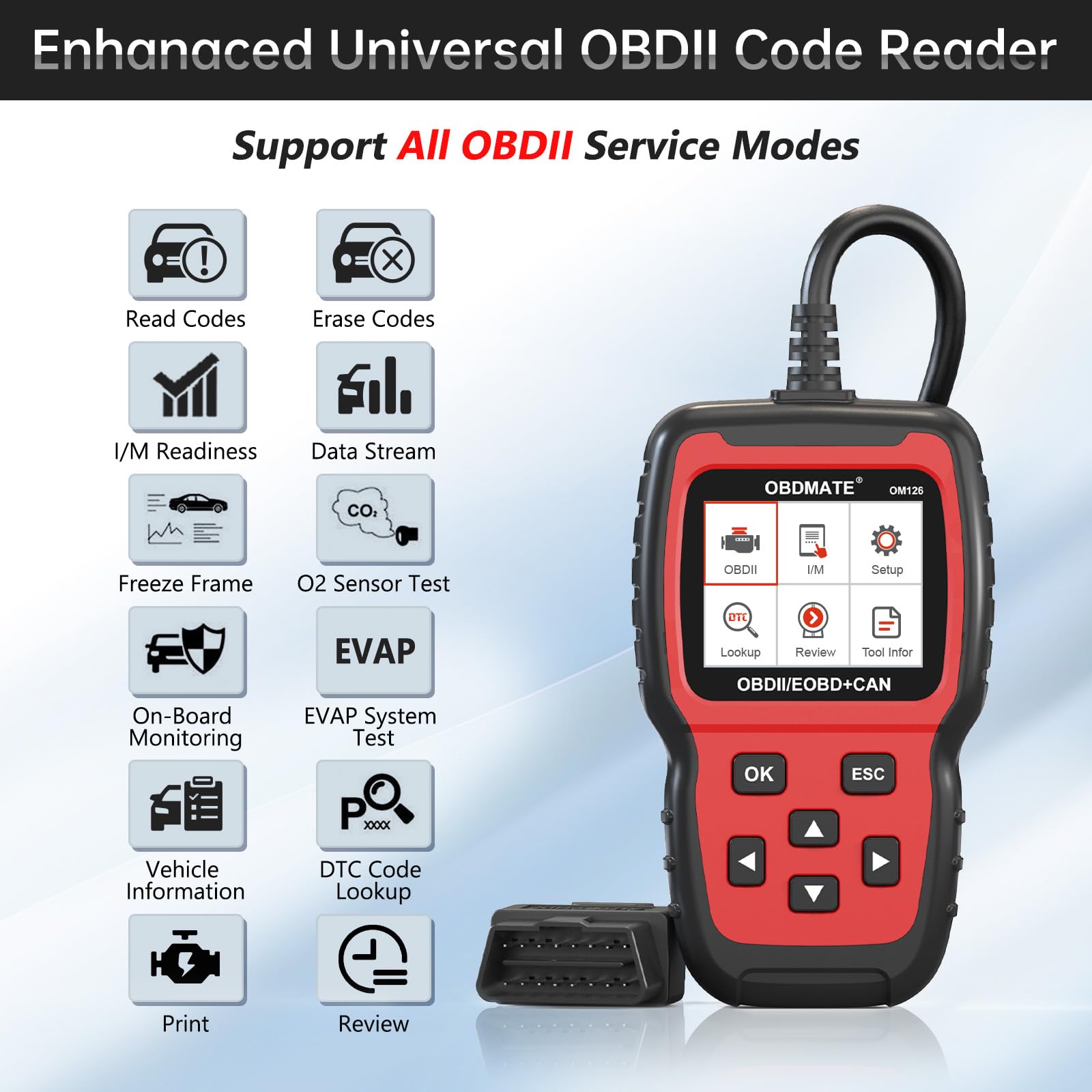 Snapklik.com : OBDMATE Universal OBD2 Scanner, OM126 Professional Car ...