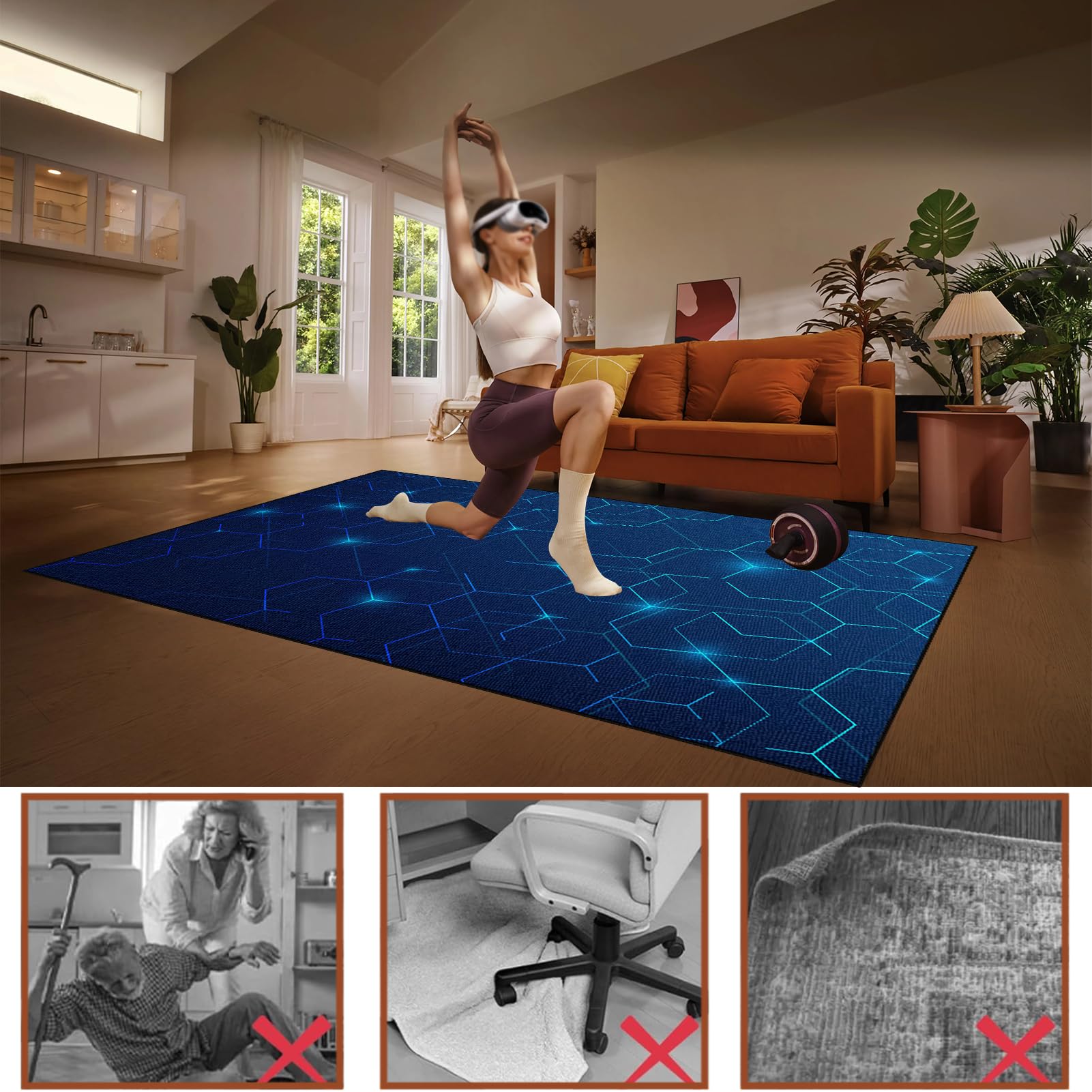 Tapis de Sous-Chaise de Bureau, Tapis de Chaise Gaming, Tapis Protection Sol Chaise Bureau, Tapis de Chaise Roulante, Tapis de Sol Gamer, Antidérapant Tapis de Protection pour Sols Durs 100 x 150 cm