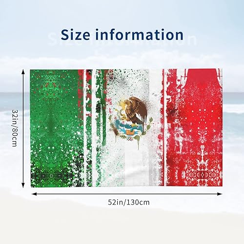 Miniatura 3 de Toalla de playa de microfibra de secado rápido con bandera mexicana (32 x 52 pulgadas), toalla de viaje súper absorbente sin arena