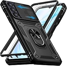 Case for Samsung Galaxy A16 5G with Tempered Glass, 360° Shockproof Military Protective Ring Stand Reinforced Armor Phone Cover for Samsung A16 5G Case (Black)