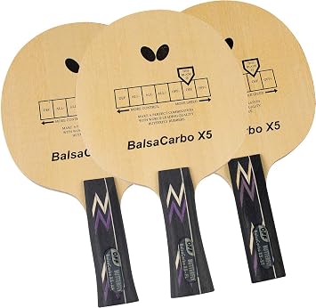 Butterfly Balsa Carbo X5 Table Tennis Blade - Balsa Wood Blade with 2 Carbon Plies - Offensive Attacking Blade - Professional Butterfly Table Tennis Blade - Available in AN, FL, and ST handle styles