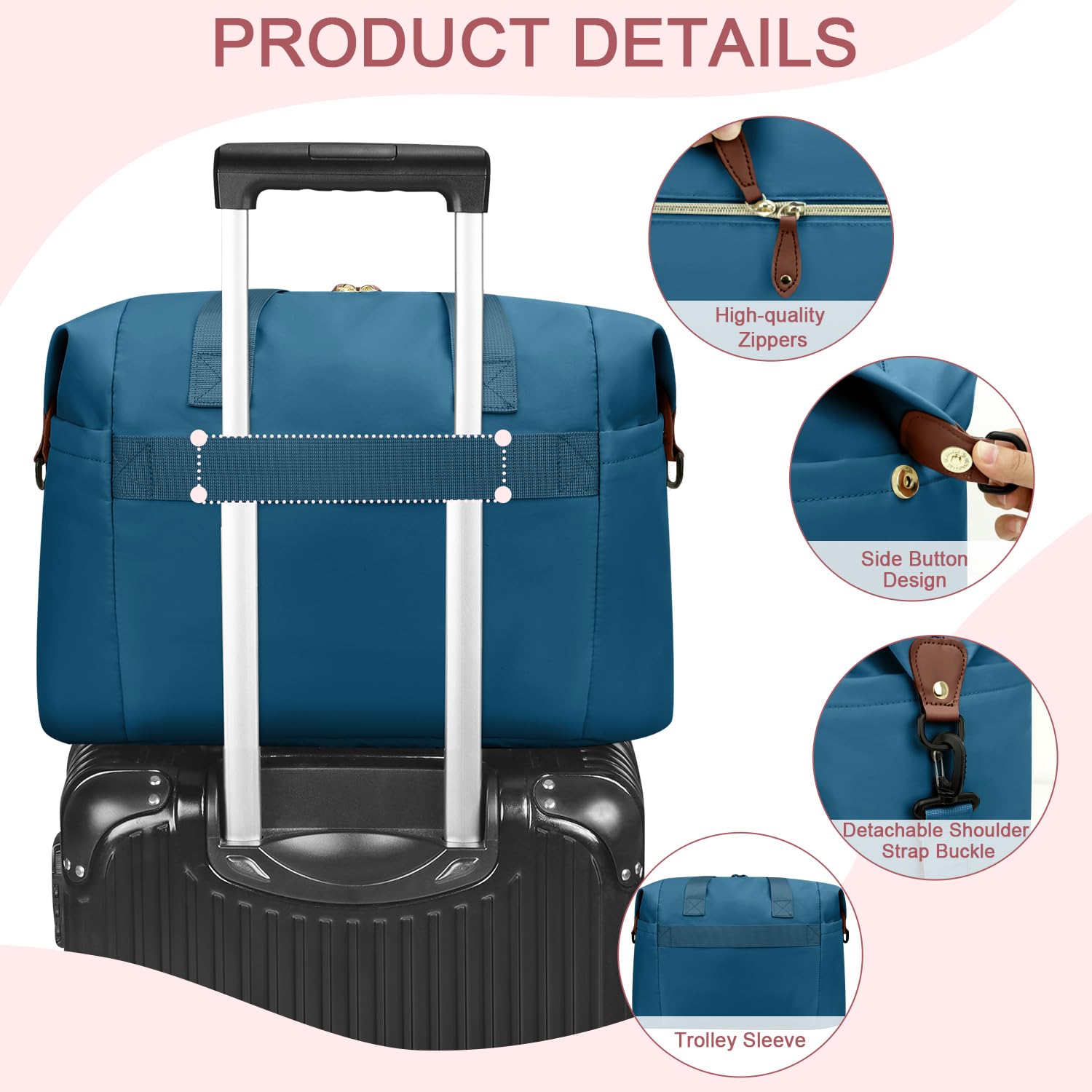 Diaper Bag Tote - Diaper Baby Bags with Pacifier Case, Shoulder Straps, Stroller Clips, Waterproof Large Mommy Maternity Travel Baby Bag for Mom and Dad, Blue, Medium - Image 6