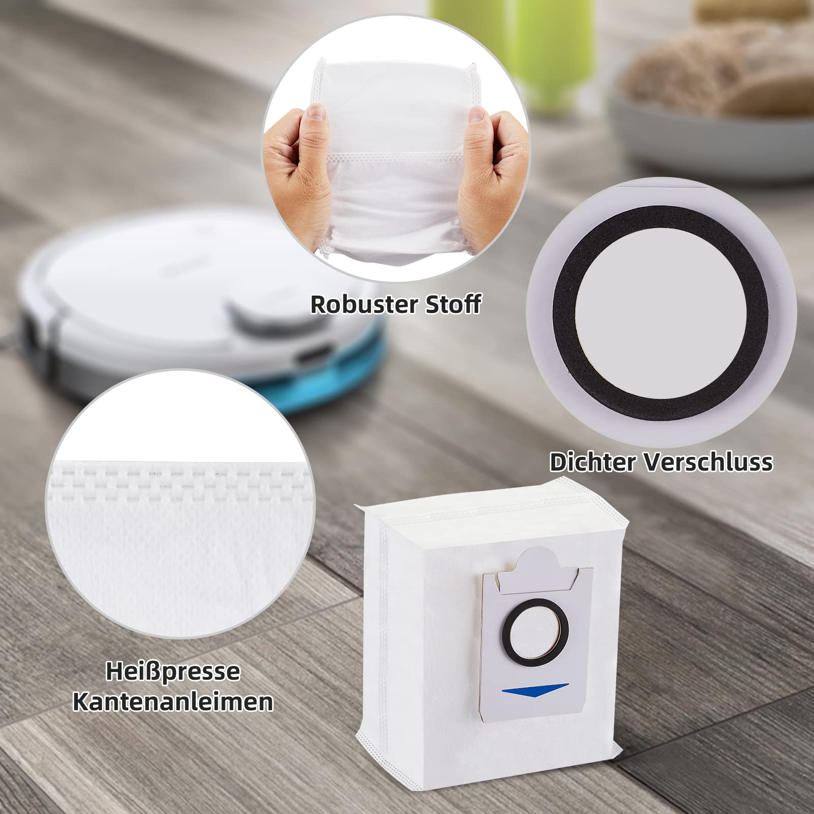 Accessoires Station Aspiration Lot De 8 Sacs à Poussière Pour Ecovacs Deebot T10 Plus/X1 Plus - 3.2L - Compatibles Station Aspiration Pièces Rechange Aspirateur Robot