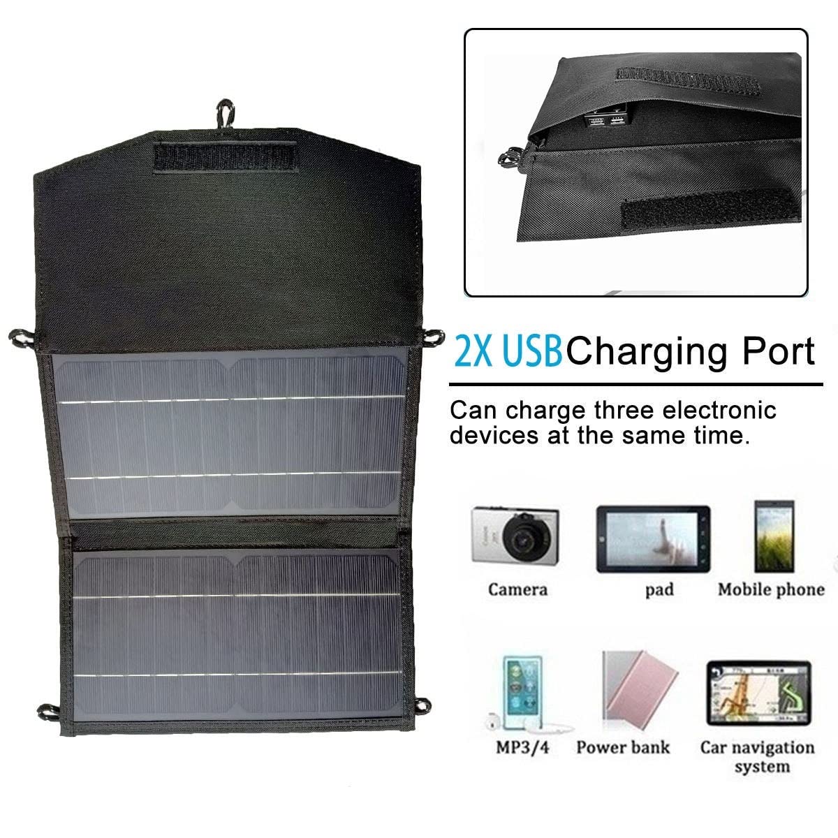 Pannello Solare Pannello Solare in Silicio Monocristallino da 15 W Borsa Pieghevole Solare Telefono Cellulare Portatile Scheda di Ricarica da Campeggio All'aperto