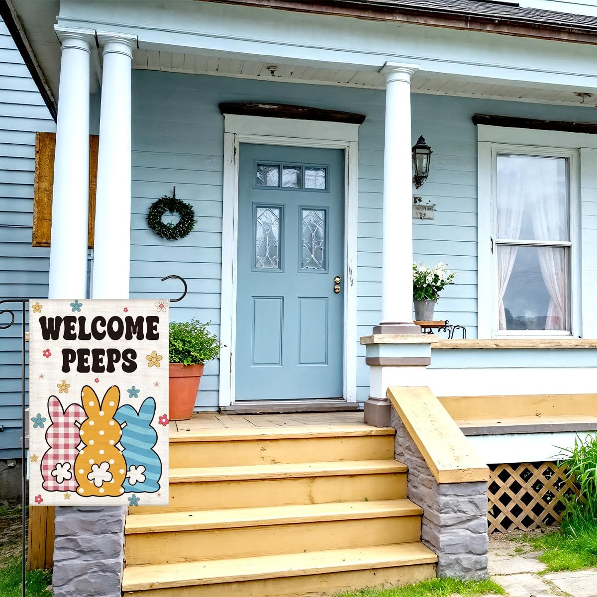 Easter Garden Flag - Welcome - Double Sided Rabbit Bunny Burlap Holiday Small Yard Flag for Lawn & Patio Outdoor Decoration (12×18 Inch) - Image 7