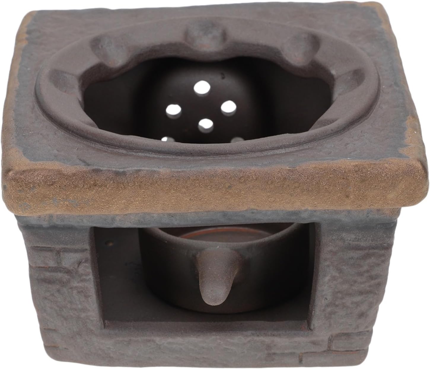 Ceramic Tea Warmer Base Retro Household Teapot Heater with Candle Holder Dirt-Resistant Easy-Clean Stove Stand for Warming Tea at Home and Office Cat Design