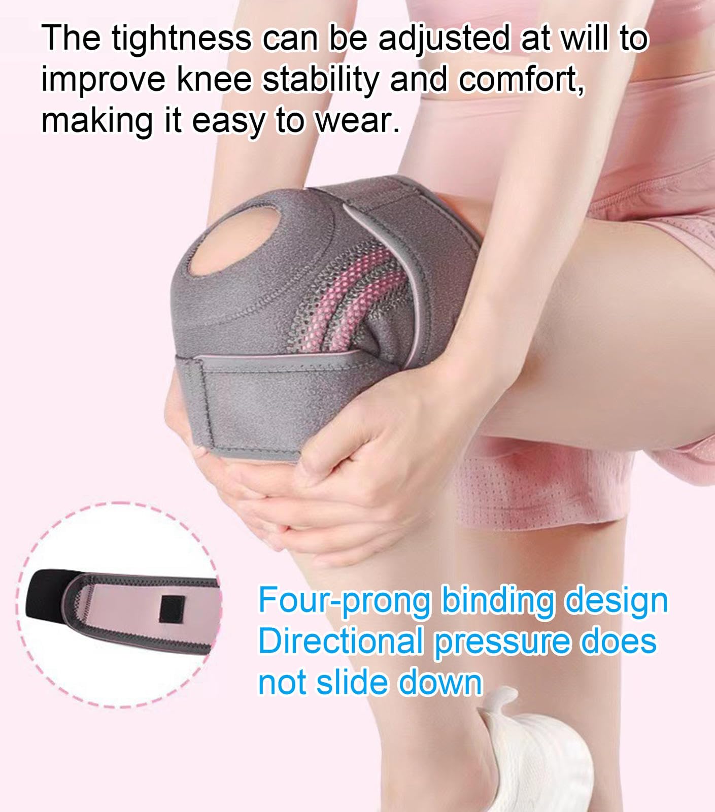 Rodillera Ajustable Rodillera Abierta Estabilizador de Rótula Mangas de Compresión Rodilleras para Adultos Escalada Al Aire Libre Montar Fitness Baloncesto Deporte Rodilleras,B