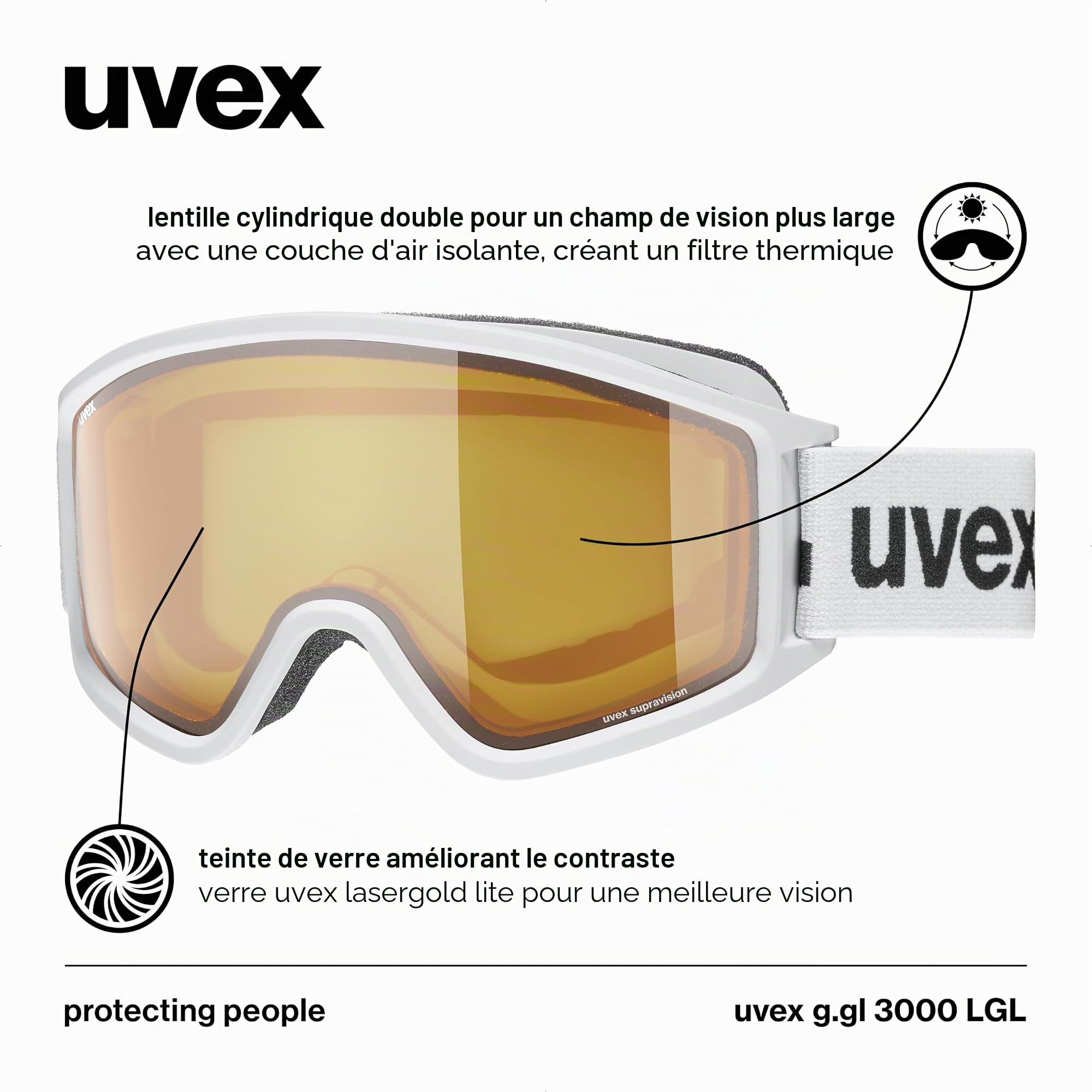 Uvex G.gl 3000 Lgl lunettes de ski Unisexe-Jeunes (lot de 1)
