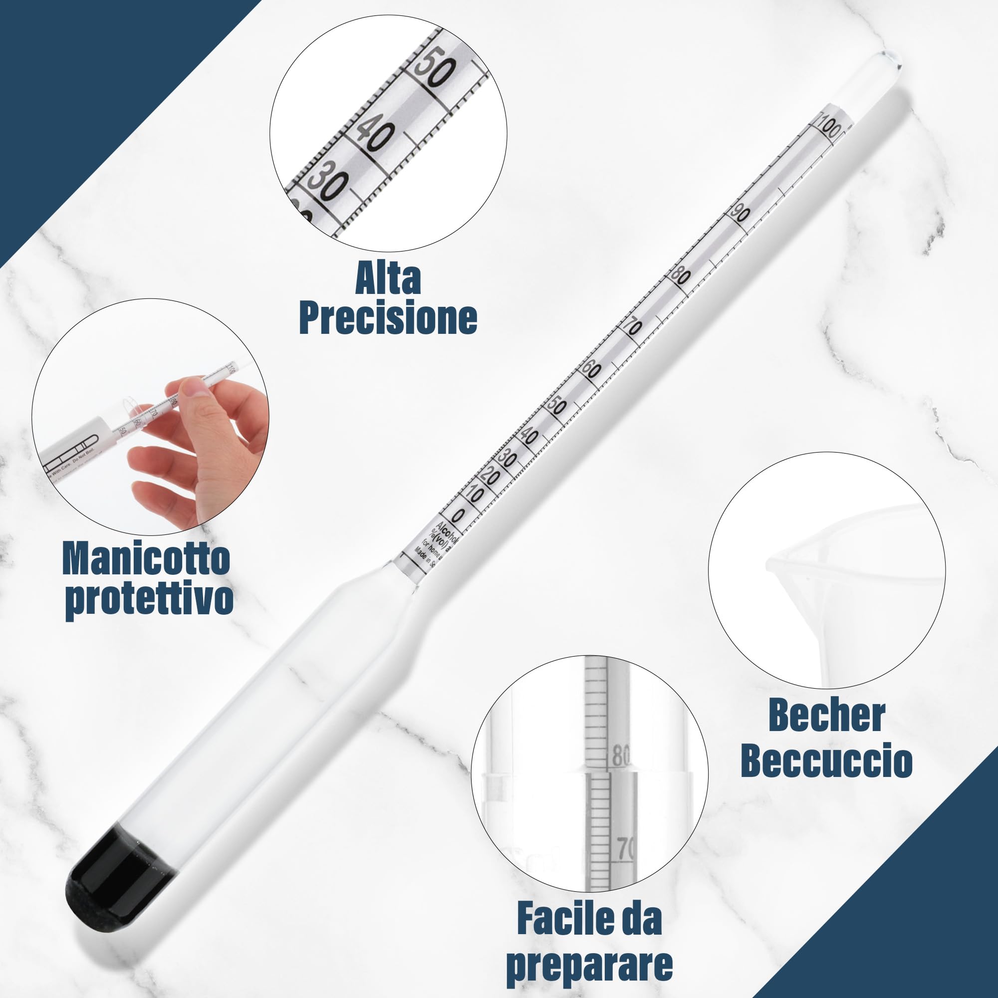 Alcolometro Per Vino E Distillati - Misuratore Di Gradazione Alcolica, Precisione E Facilit&agrave; D'Uso