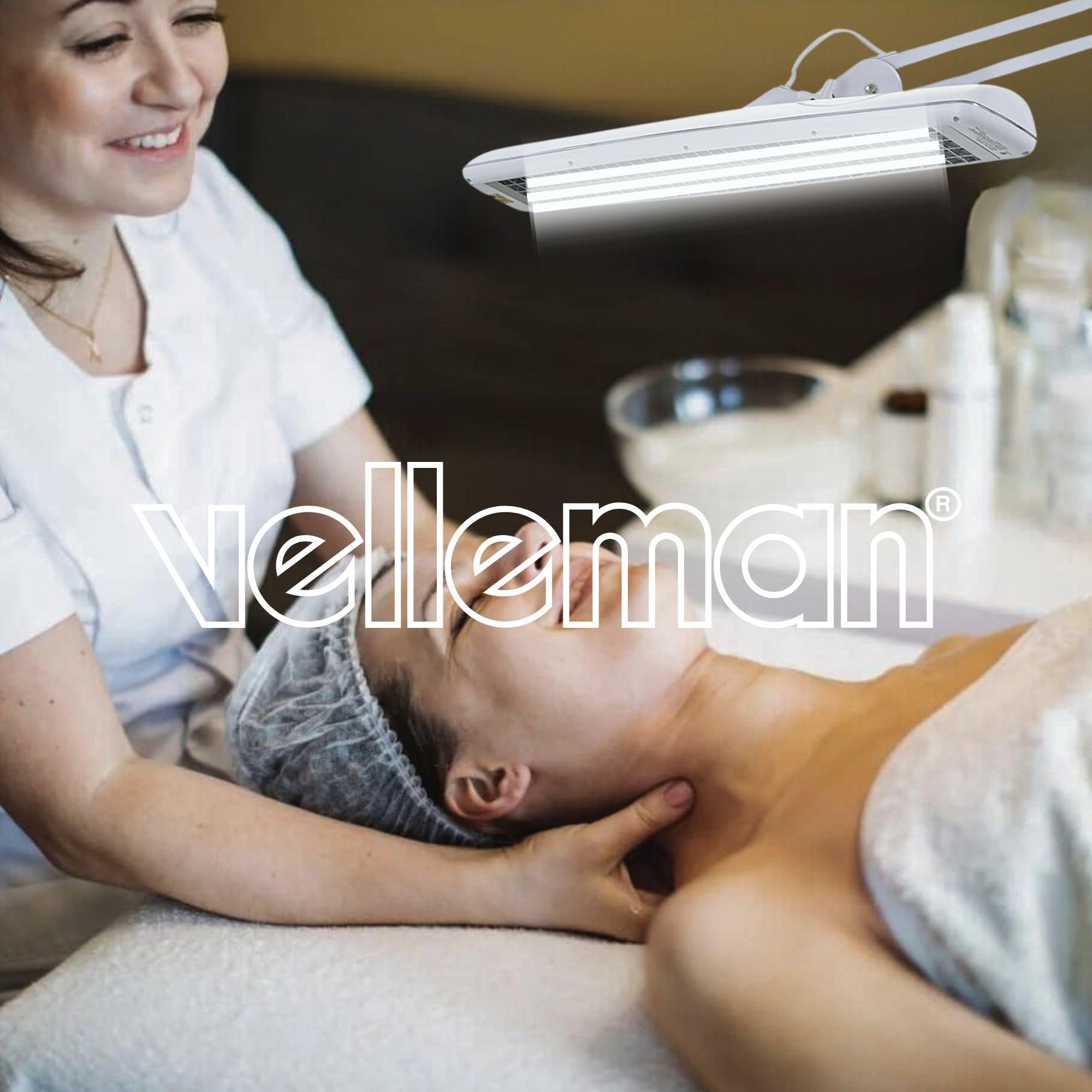 Velleman Lampada da scrivania con morsetto, lampada da lavoro TL 3x 14 W, 2700 lm, luce diurna 6500 K, paralume largo 60 cm, bianca per ufficio, hobby, manicure, cucito e lavori di precisione