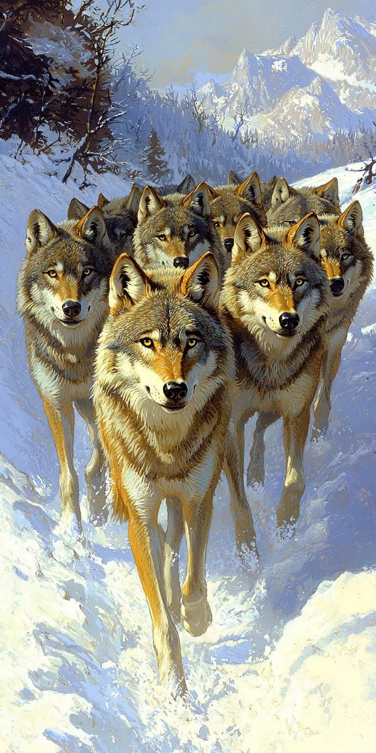 Malen nach Zahlen Erwachsene Wolfsrudel - Paint by Numbers Adult Mit 3 Pinseln und Acrylfarbe - DIY Handgemalt Ölgemälde Kit für Geschenke, Wanddeko und kreative Freizeit Geschenk 100x200cm p-467