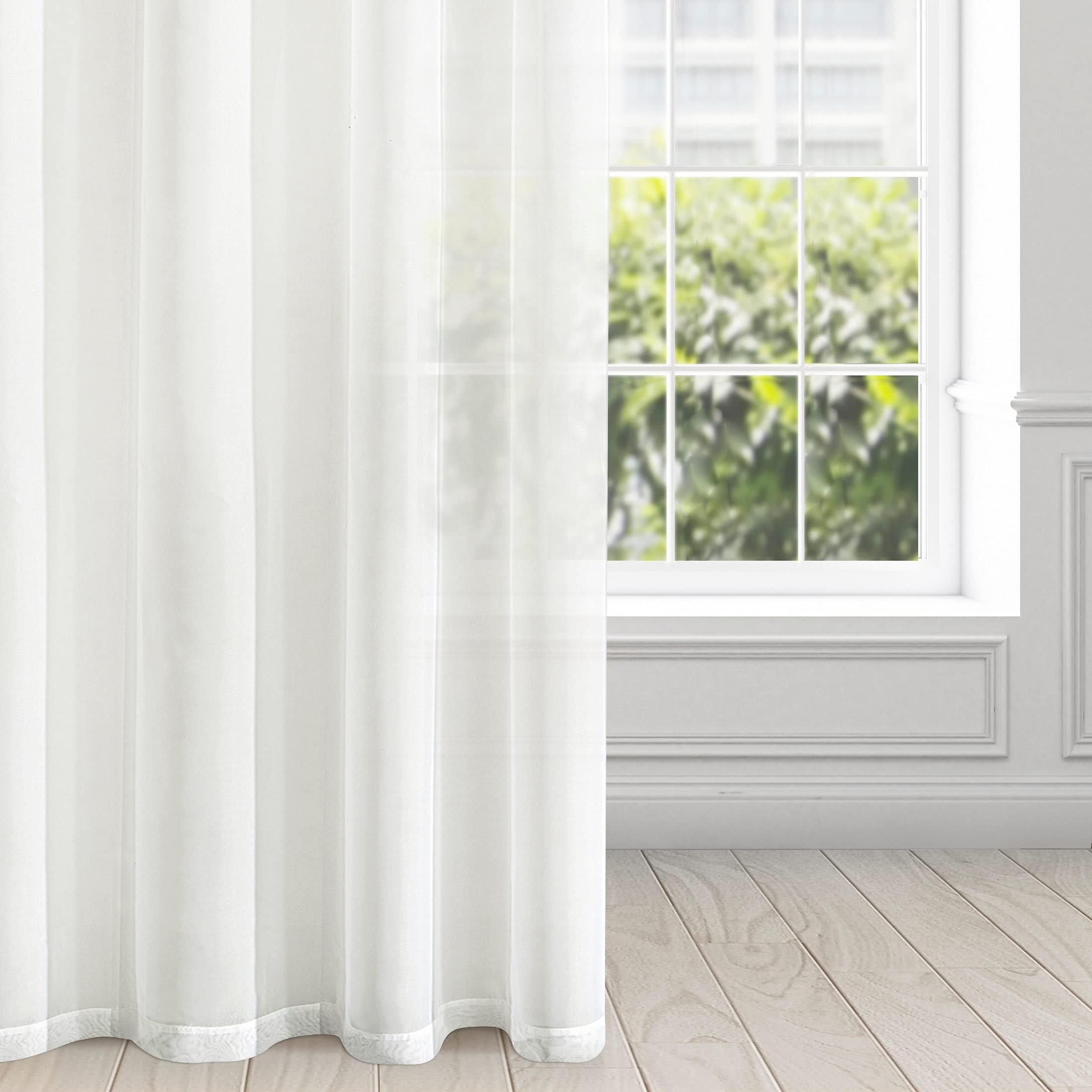 Eurofirany LUCY Voile Curtain, Sheer Curtain with Rufflette Tape - 1 Unit, Bedroom, Living Room, Kitchen, Cream, 140x250 cm - Image 2