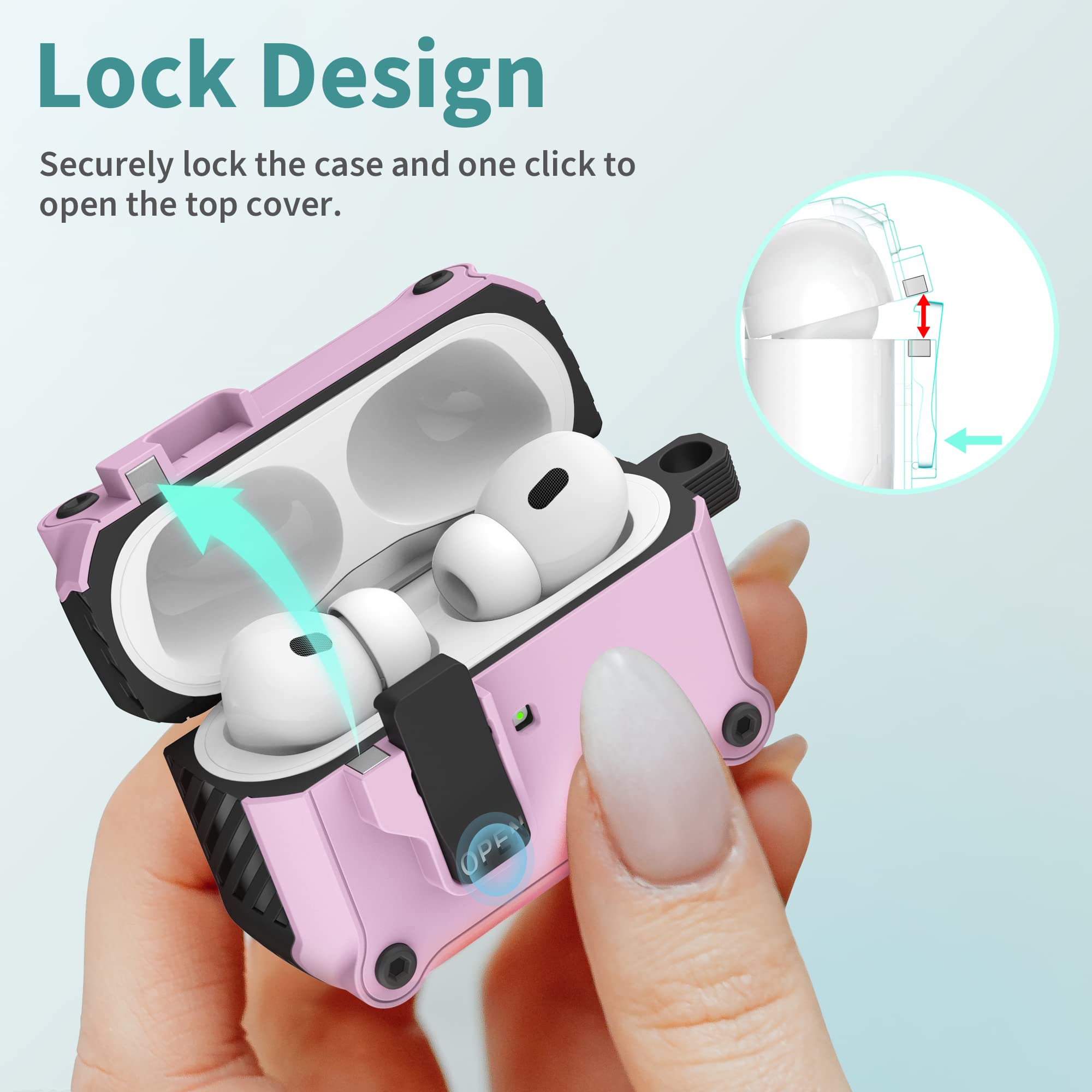 SURPHY Coque Verrou AirPods Pro 2 & Pro - Protection Robuste Avec Mousqueton Et Lanyard - Jaune