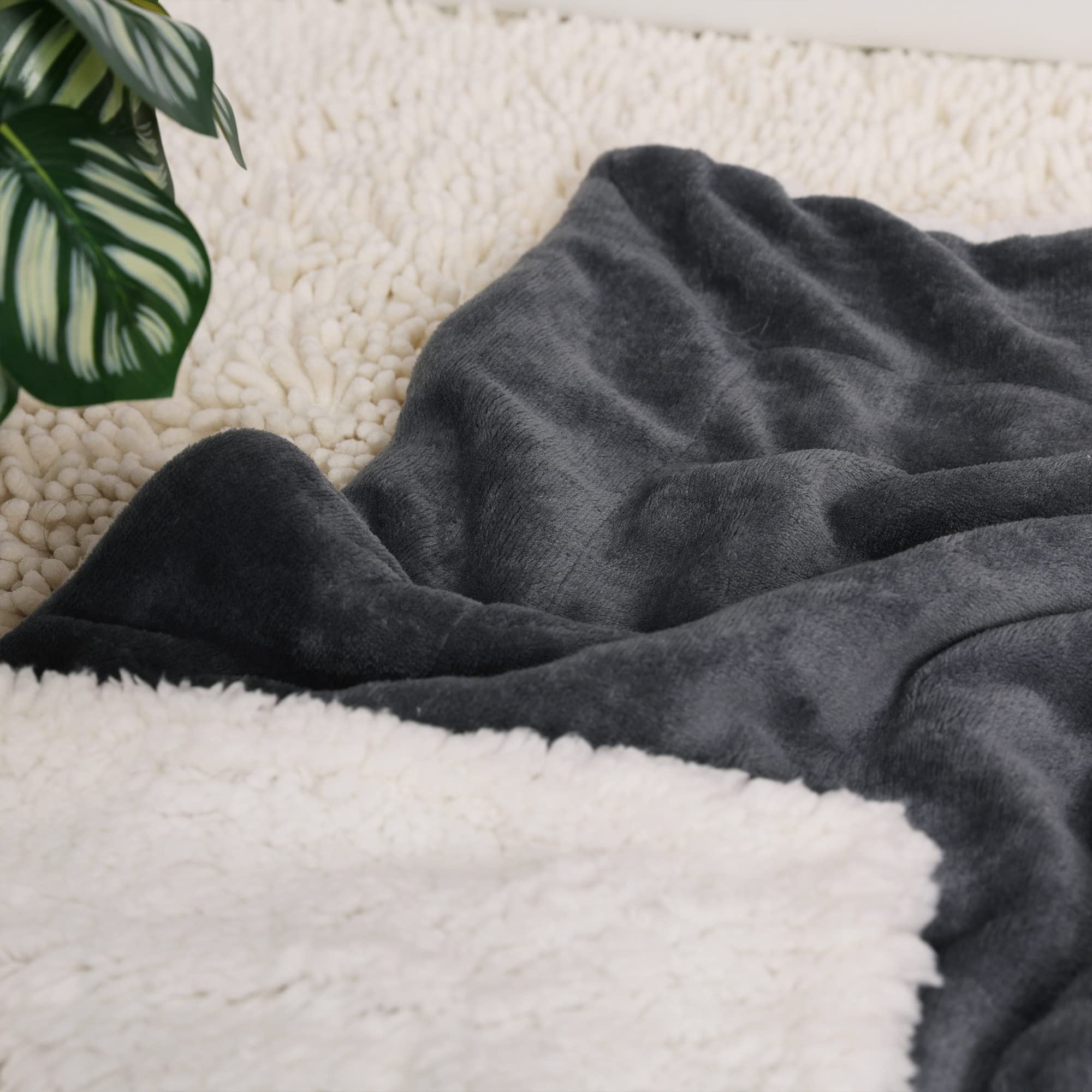 NANPIPER Coperta Sherpa per bambini, calda coperta in morbido pile per neonati (grigio, 76 x 101 cm)