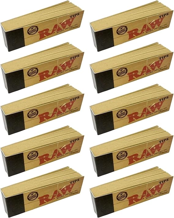 Raw Rolling Papers Unbleached Filter Tips 10 Pack  500 Tips