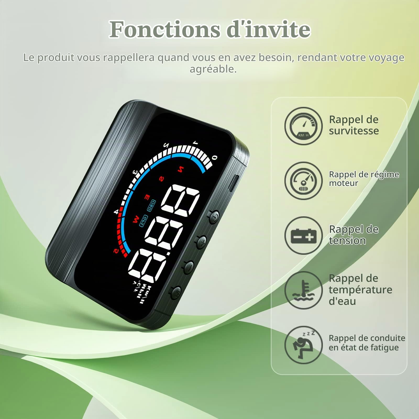 Car HUD Head up Display, OBD2 & GPS Dual Modes HUD, Speedometer, KM/H et MPH, Compatible avec toutes les voitures