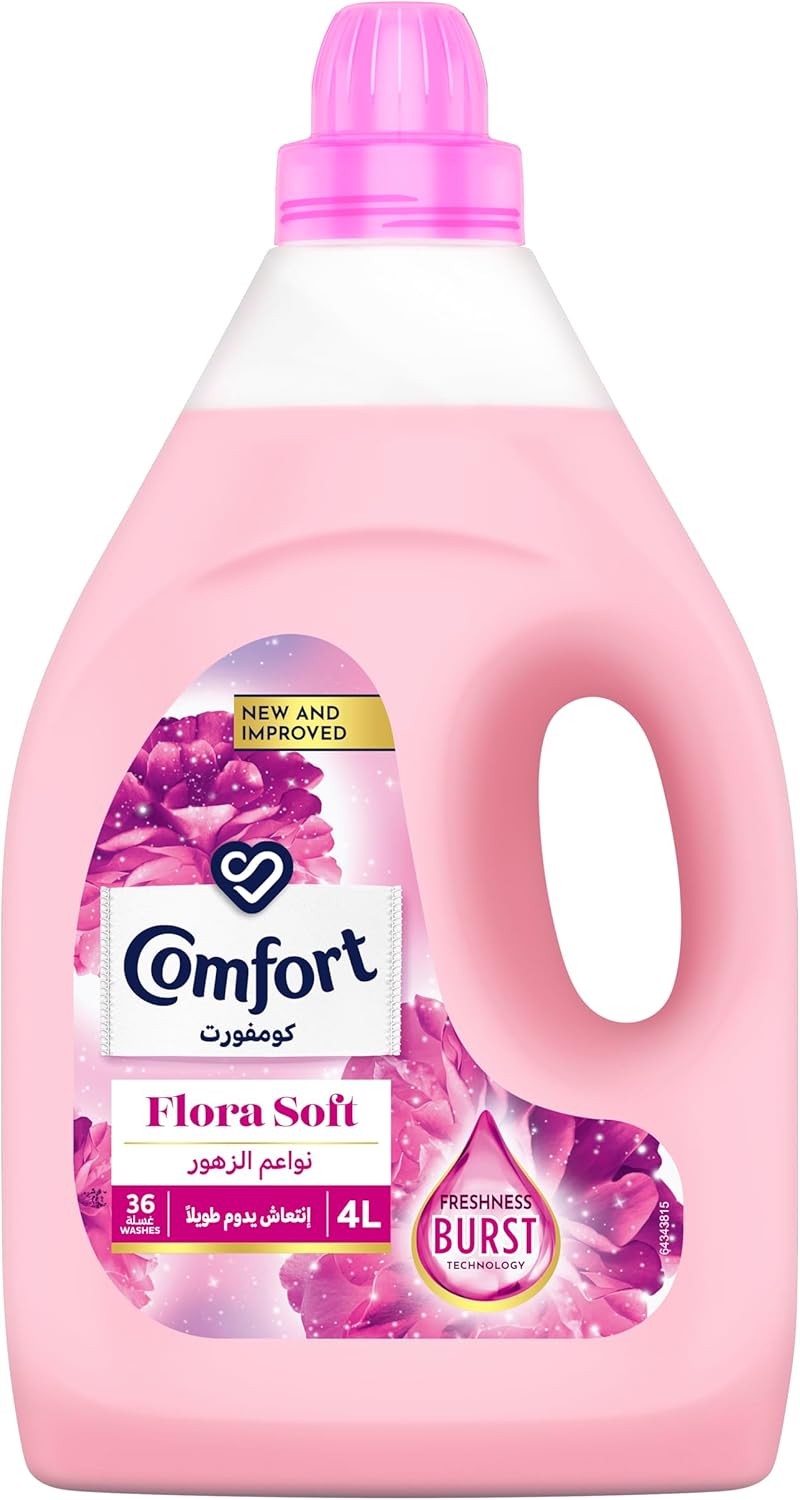منعّم كومفورت للأقمشة، نواعم الزهور، بتقنية معززة للإنتعاش لرائحة تدوم طويلاً وملابس ناعمة،٤ لتر