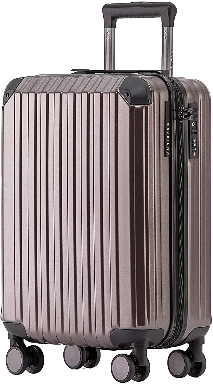 Münicase M816 TSA-Schloss Koffer Reisekoffer Trolley Kofferset Hardschale Boardcase (Coffee, Kleiner Koffer)