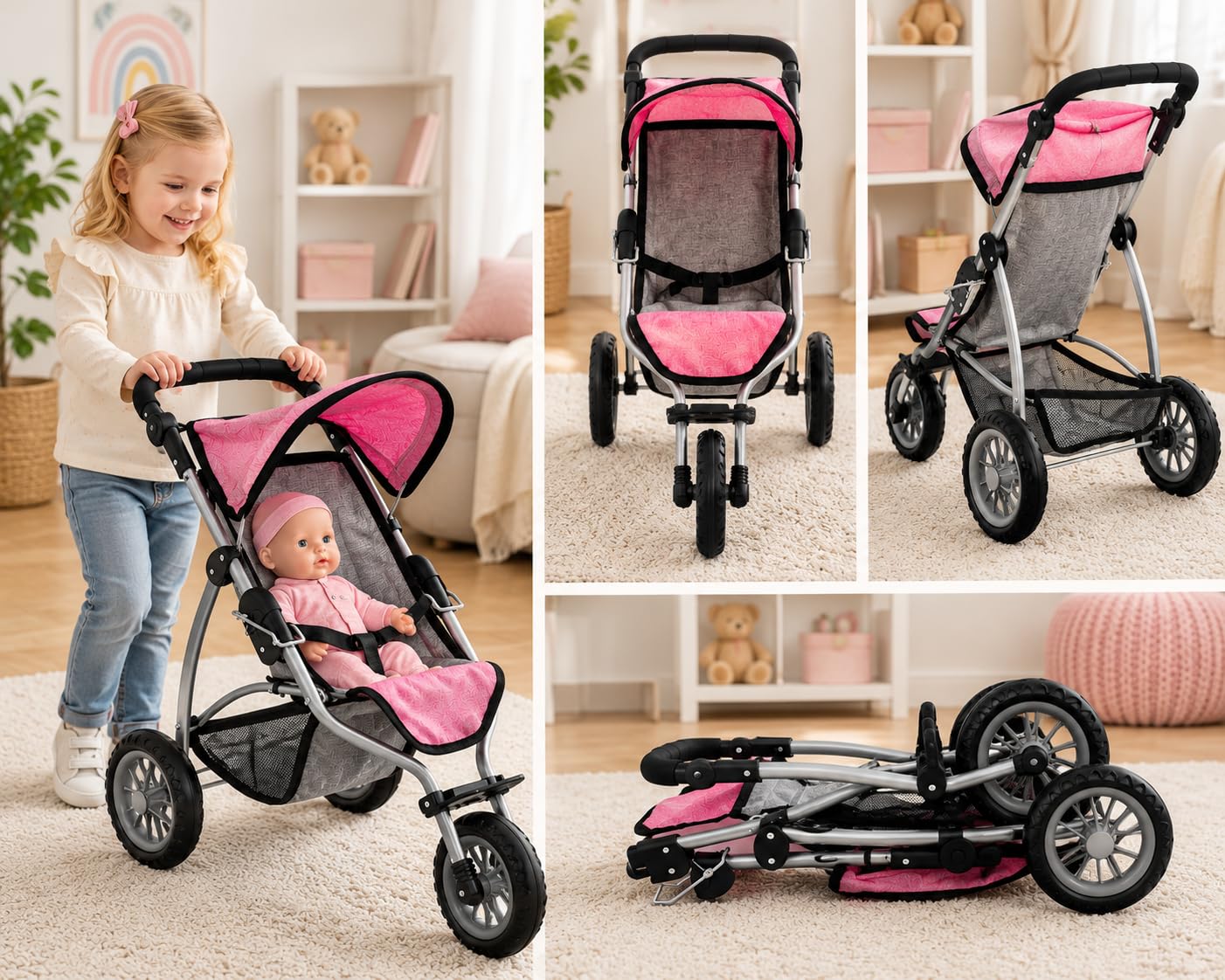 Bayer Chic 2000 Poussette Poupon Leon | Jogger Évolutif & Ergonomique | Une poussette jogger pour poupon haut de gamme, saine et évolutive pour accompagner votre enfant durant des années.