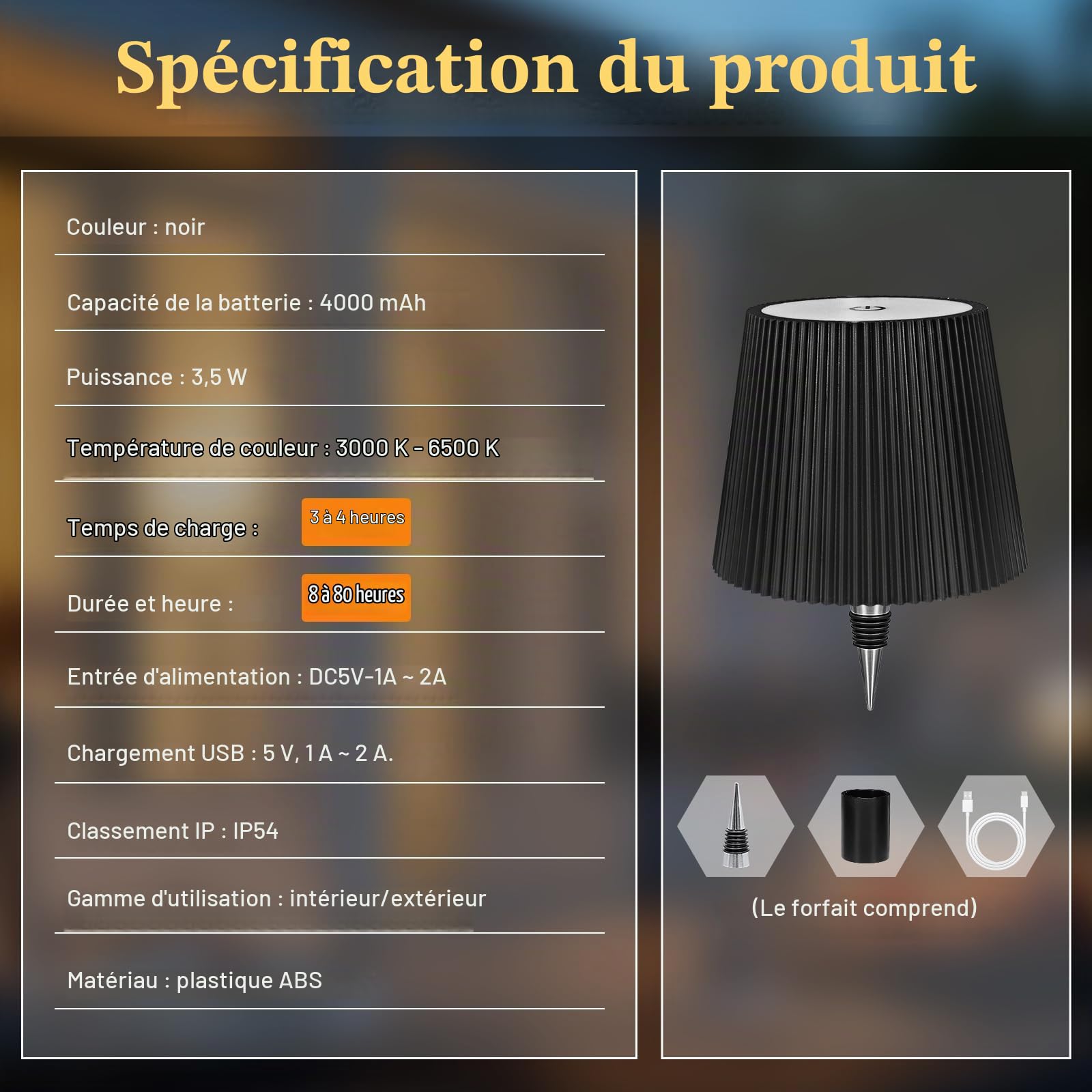 Ketom Lot de 4 Lampe Bouteille LED Multicouleur, IP54 Etanche (Noir)
