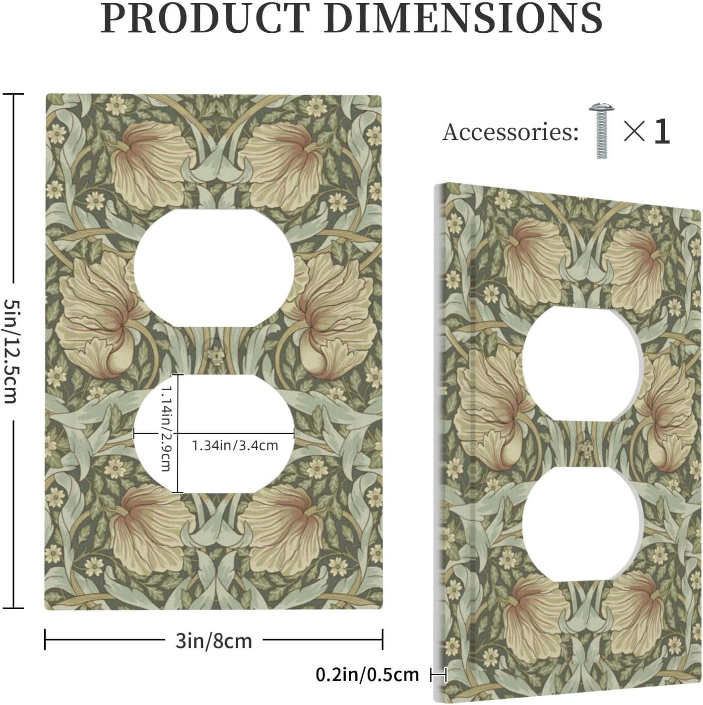 William Morris Pimpernel Flowers 1 Gang Electrical Duplex Outlet Covers Vintage Floral Green Botanical Receptacle Light Switch Cover Plate Decorative for Country Country Bedroom Home Décor
