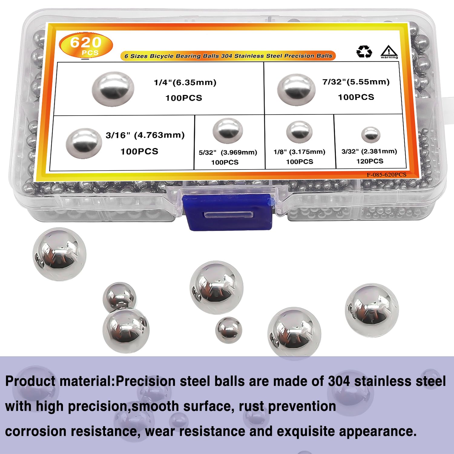 Amazon.co.jp: mxuteuk 620個自転車用ベアリングボール6サイズ1/4