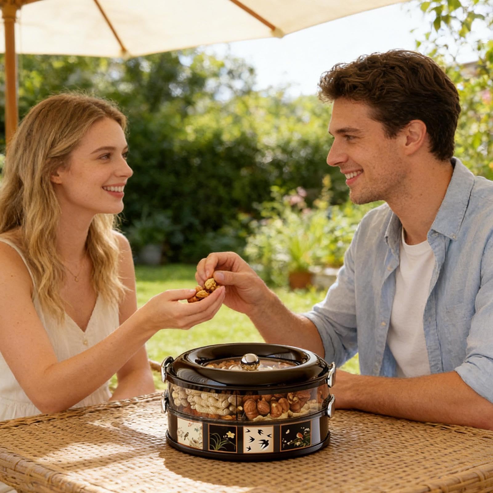 Plateau De Service Avec Compartiments Divisé Organisateur De Stockage | Plateau Repas Portable Pour Légumes Bonbons Noix Fruits Fraises Et Pique-Nique À La