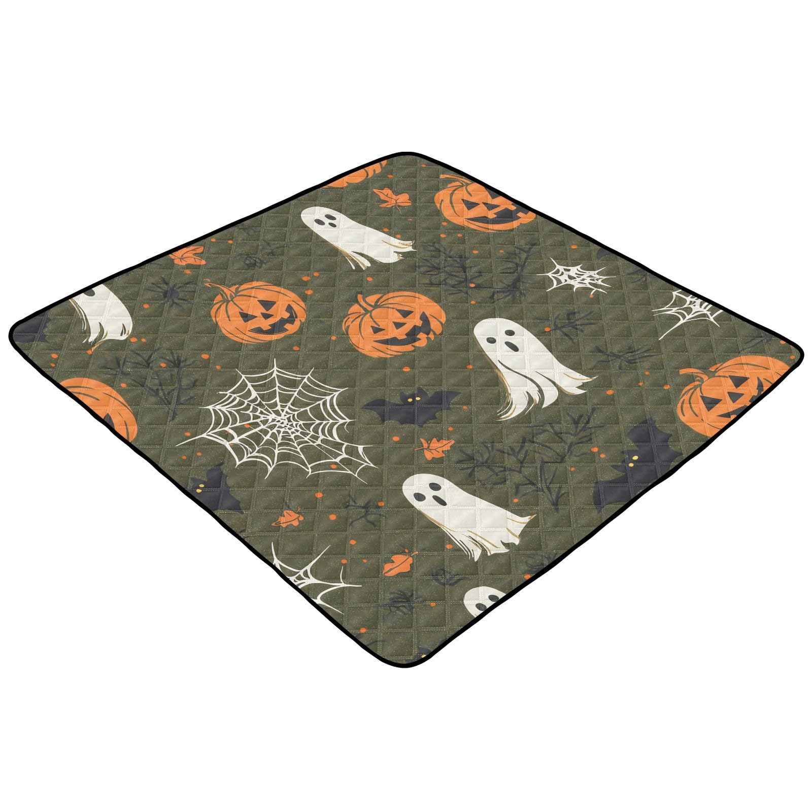 BOESI Ghost and Halloween Pumpkin Baby Play Mat, 50“ X 50” Washable Folding Crawling Mat, Baby Floor Mat, Soft, Non-Slip