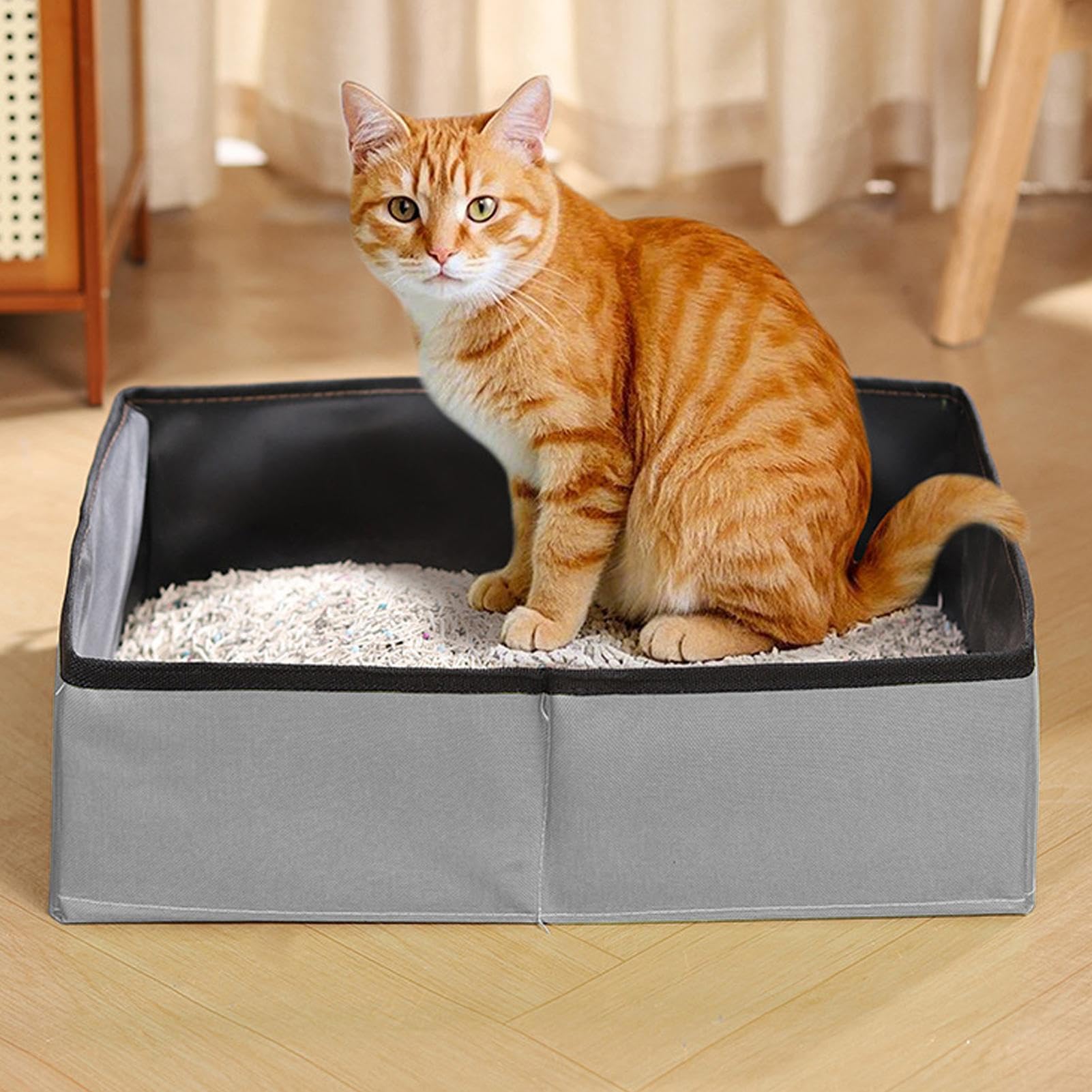 Lettiera da viaggio per gatti | Trasportatore portatile per gatti – Lettiera compatta per i viaggi con gatti e auto campeggio