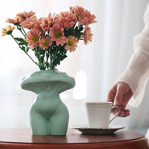 Miniatura 3 de GUGUGO Maceteros coloridos de hongos y jarrón de cuerpo de dama de hongo para flor