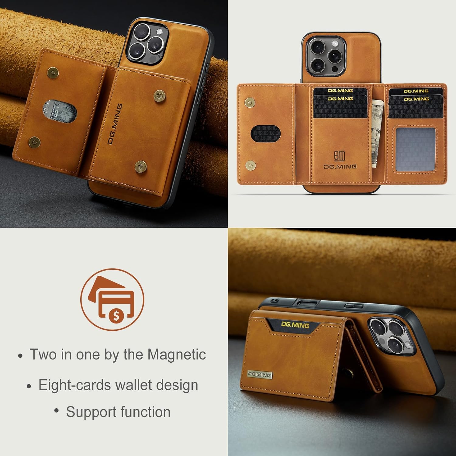 SZHAIYU 2 in 1 Detachable Wallet Phone Cases Compatible with iPhone 16 Pro Max Case with Card Holder Men 6.9'' Magnetic Leather Cover (Brown,iPhone 16 Pro Max) - Image 5