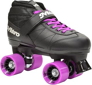 Epic Skates Super Nitro Quad Speed Skates, Black/Purple, Adult 5
