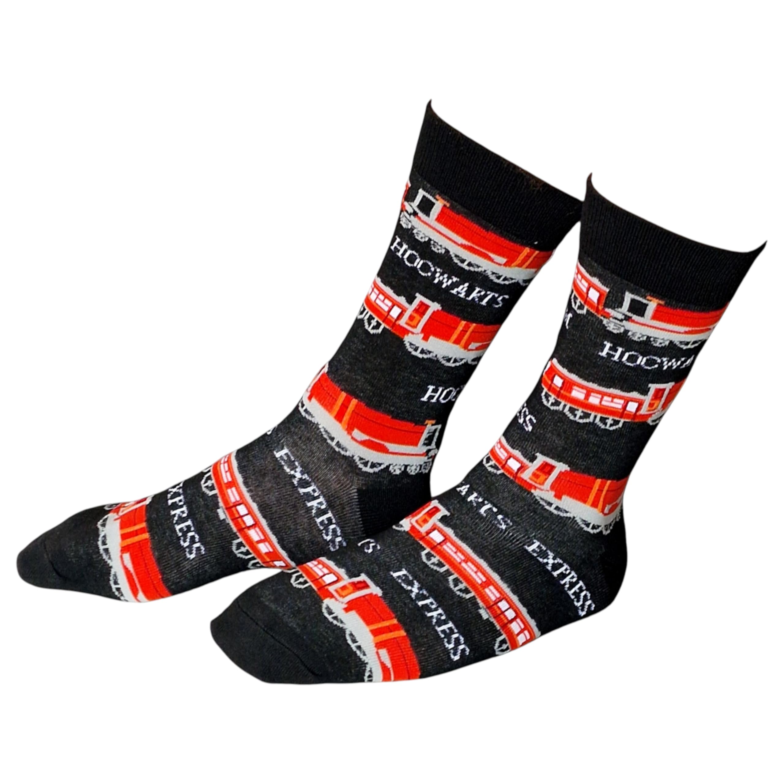 Sock Shack Men's Black Hogwarts Express Steam Train Railway Socks One Pair