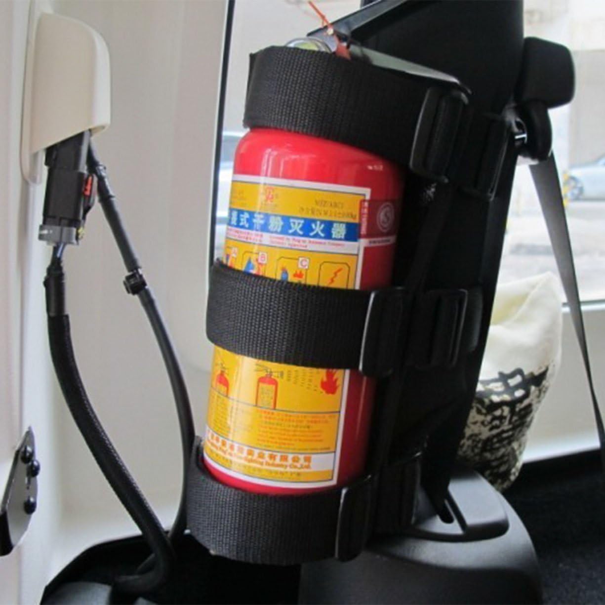 VXAR Fire Extinguisher Holder Adjustable Roll Bar Mounted for Auto Car UTV(ABS Black)