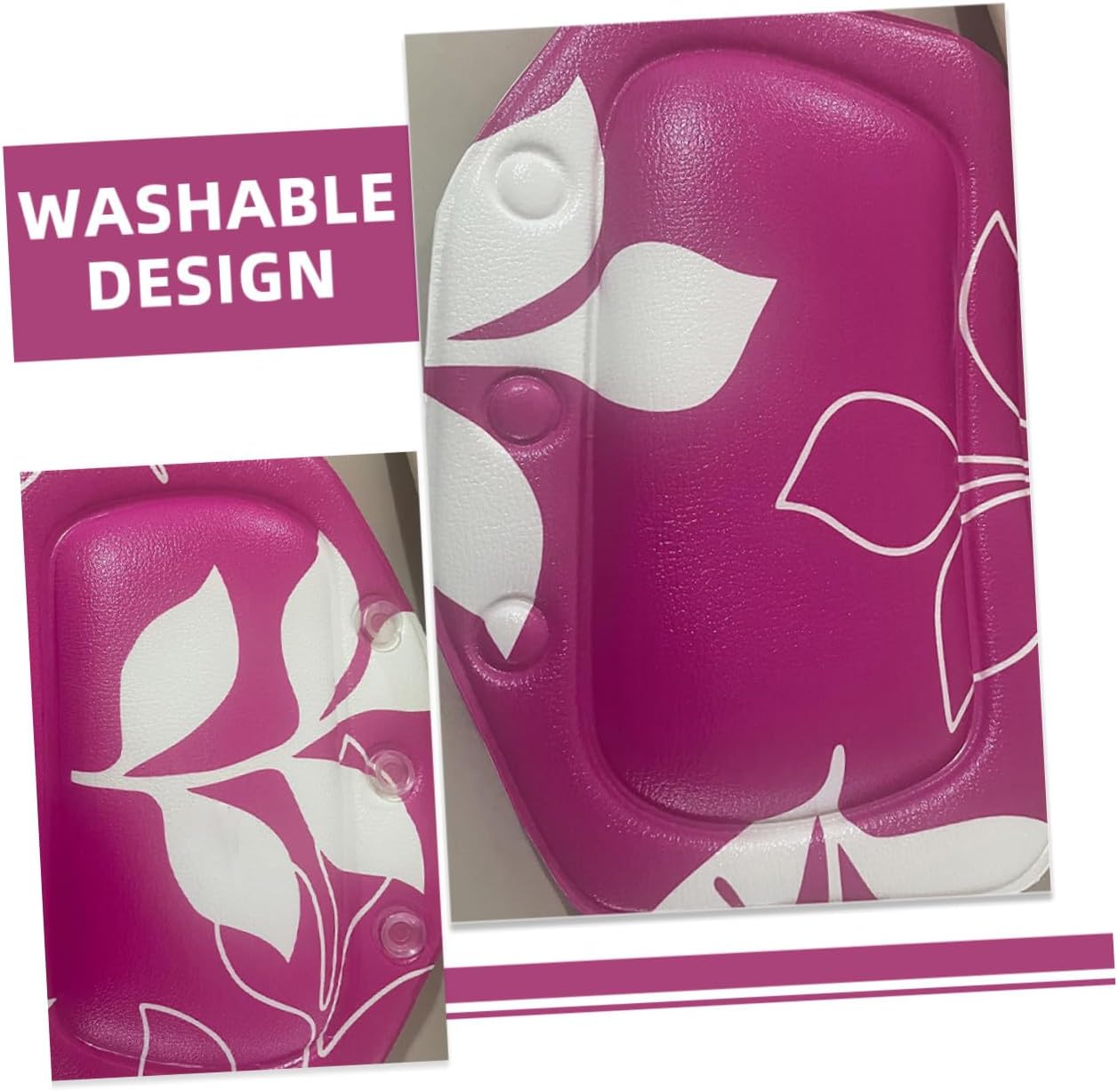 PVC Foam Bath Tub Headrest Pillow with Strong Suction Cups Neck and Head Support for Relaxation Machine Washable Cover Stylish Leaf Pattern Design for Various Bathtubs