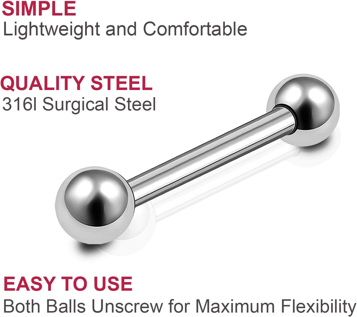2pcs 18g Barbell Cartilage Earring Stud Vertical Anti Tragus Triple Forward Helix Bar Steel Lobe Ball BBDW Pick Size