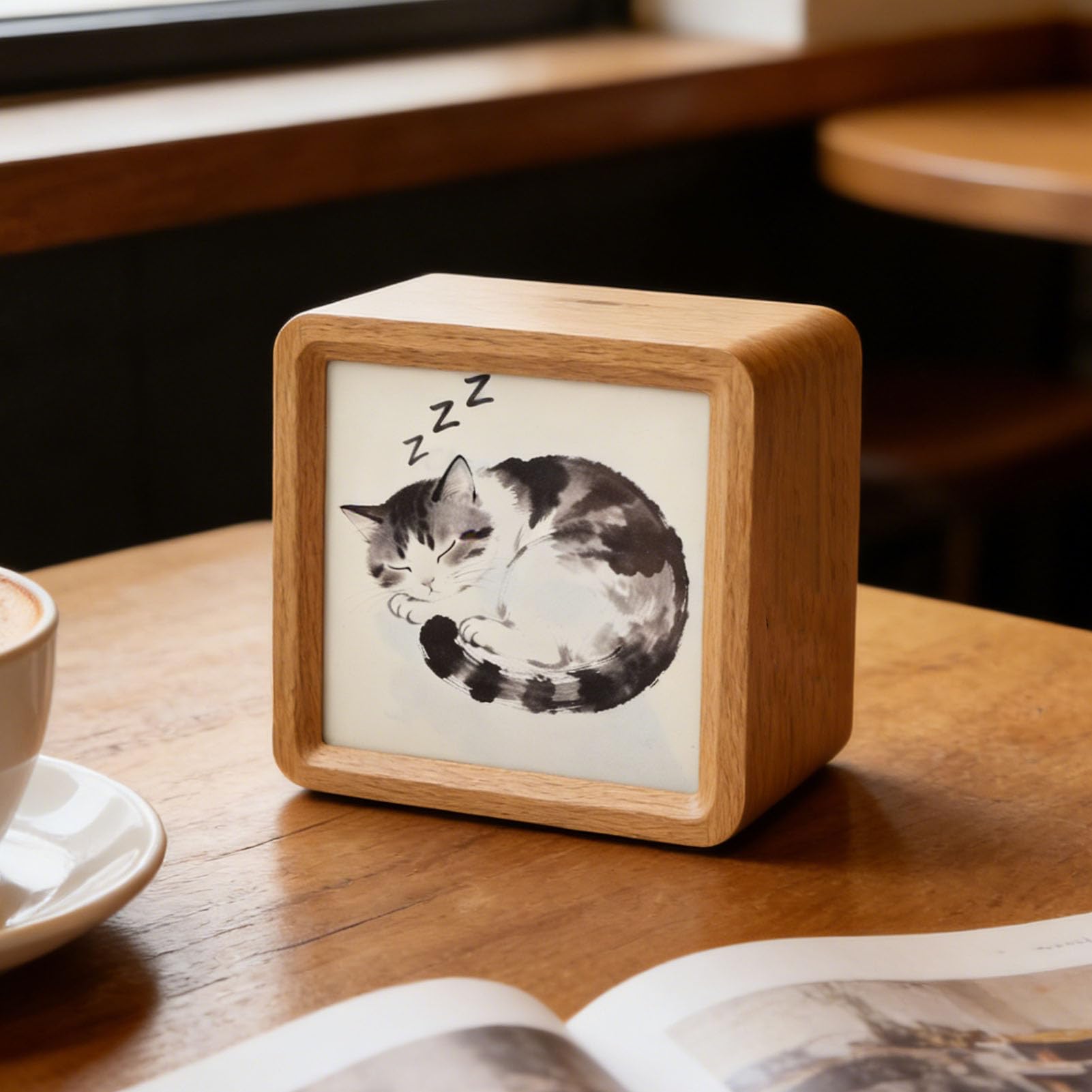Luocute White Noise Machine, Lautsprecher mit Nachtlicht, für Baby-Erwachsene, Zuhause, Reisen, Büro, Desktop-Kunstdekoration (Holzmaserung +5 Lampenschirmpapiere)