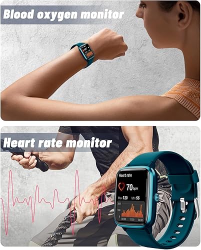 Vista 20 de GRV - Reloj inteligente para teléfonos iOS y Android, unisex, con IP68 impermeable, rastreador de actividad física con monitor de ritmo cardíaco